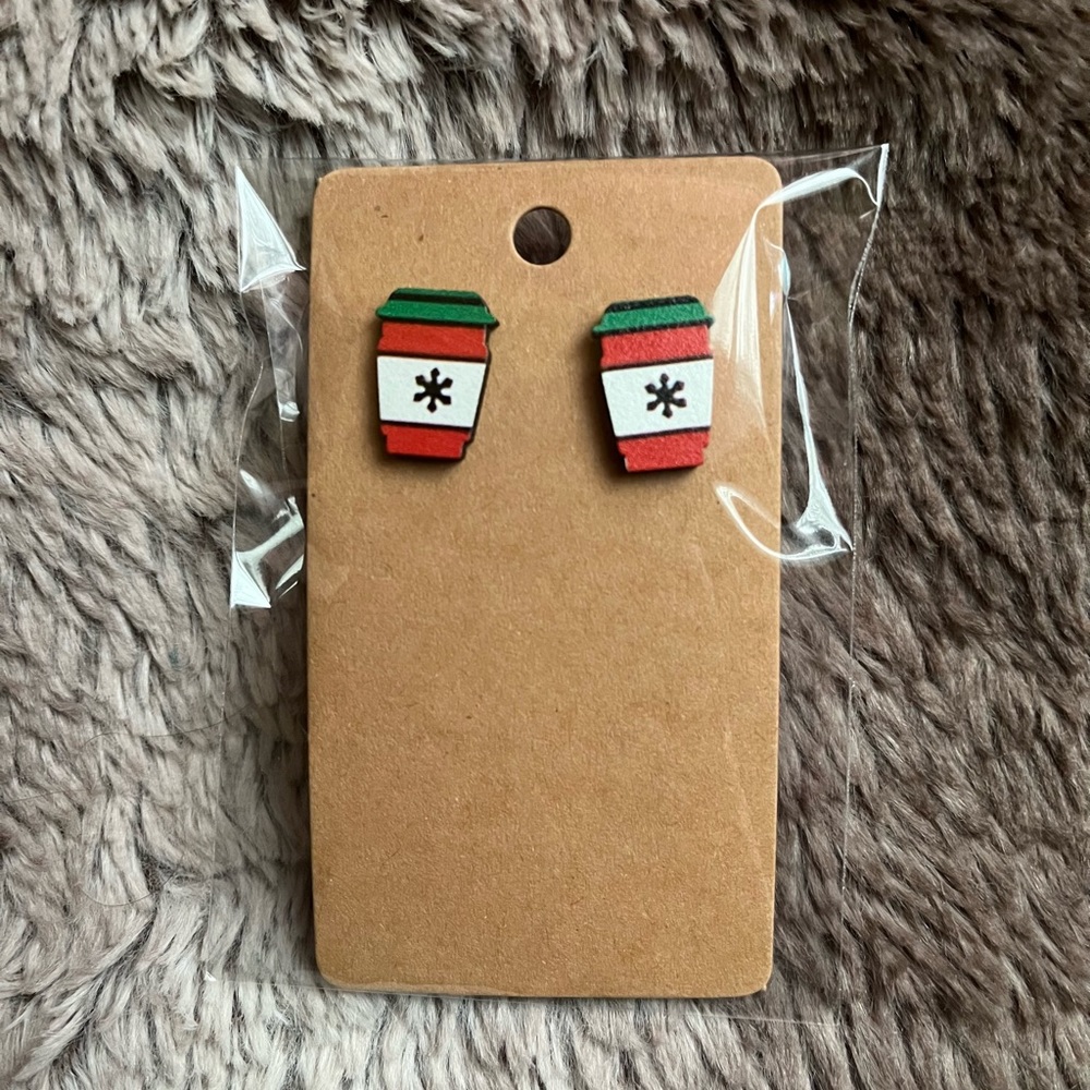 5/$25 Christmas Coffee Cup Earrings